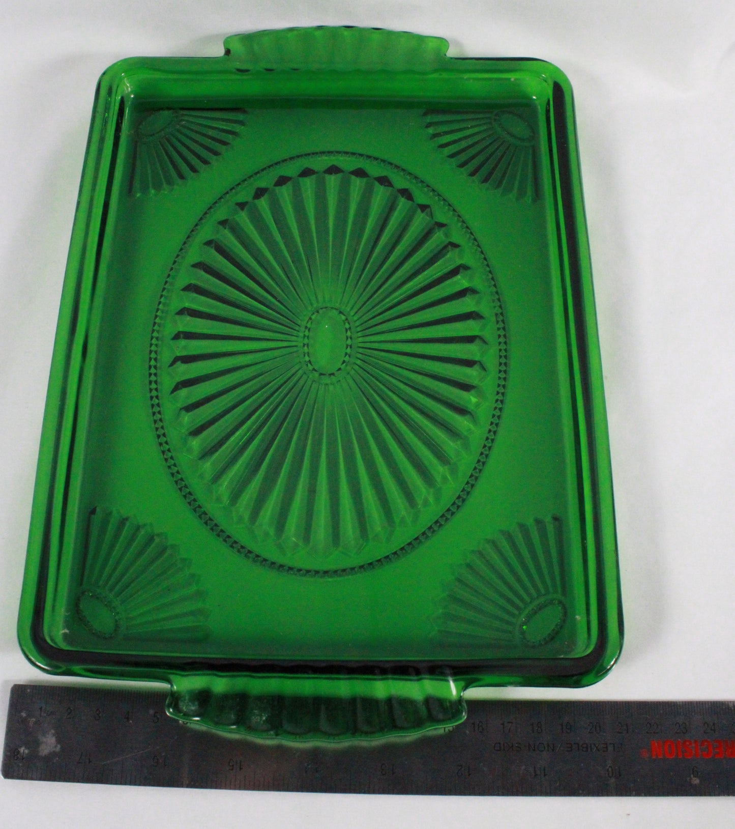 Vintage Avon Green Glass Vanity Tray