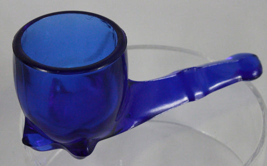 Vintage Cobalt Blue Pressed Glass Pipe Figurine