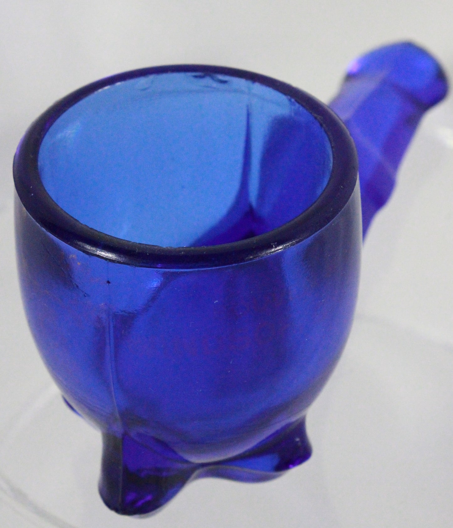 Vintage Cobalt Blue Pressed Glass Pipe Figurine