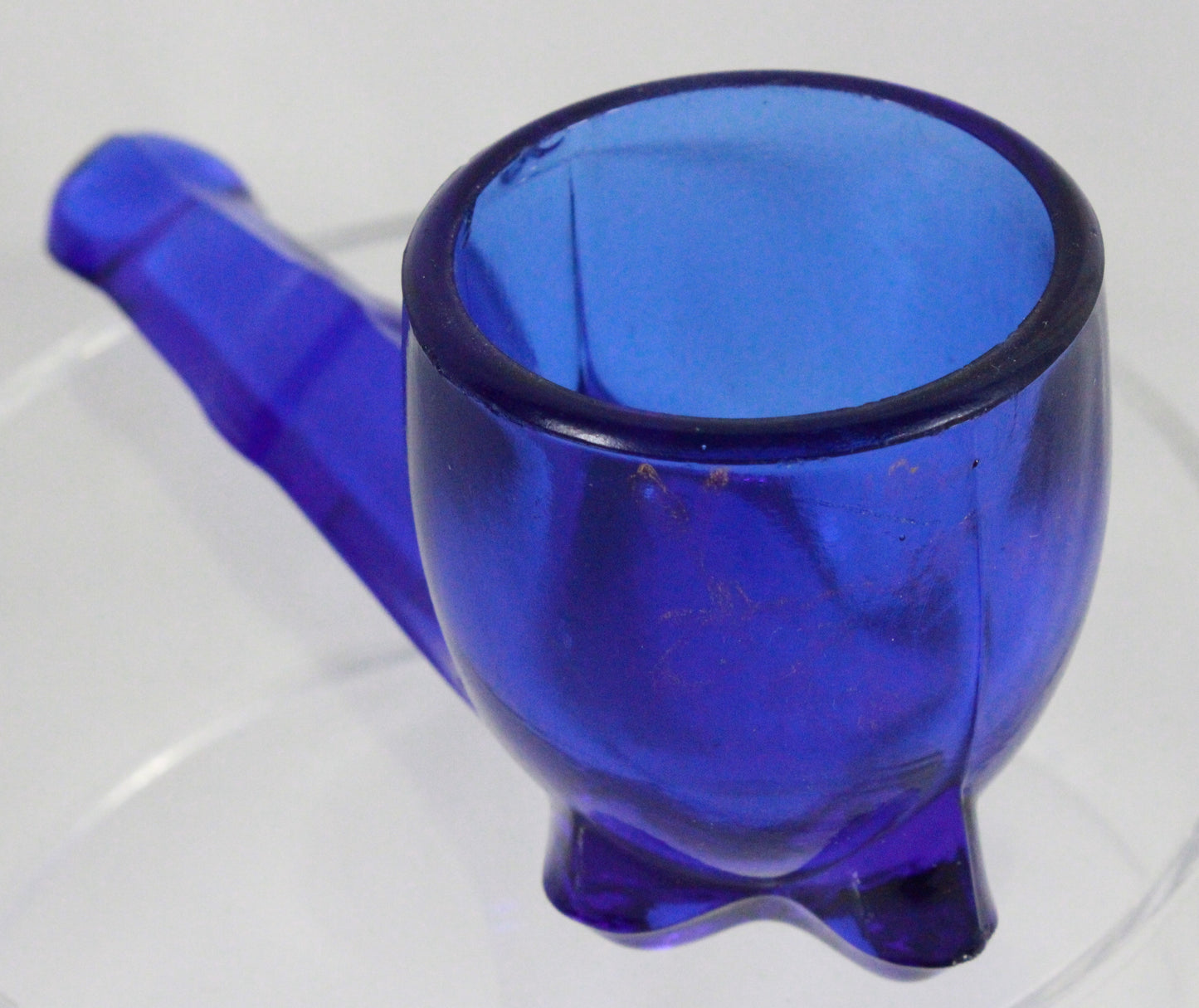 Vintage Cobalt Blue Pressed Glass Pipe Figurine