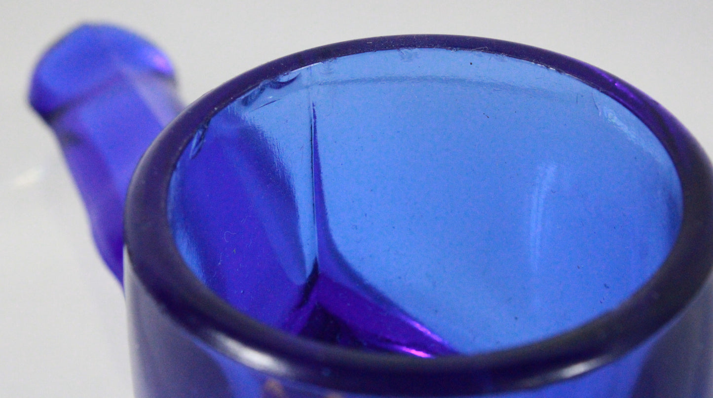 Vintage Cobalt Blue Pressed Glass Pipe Figurine