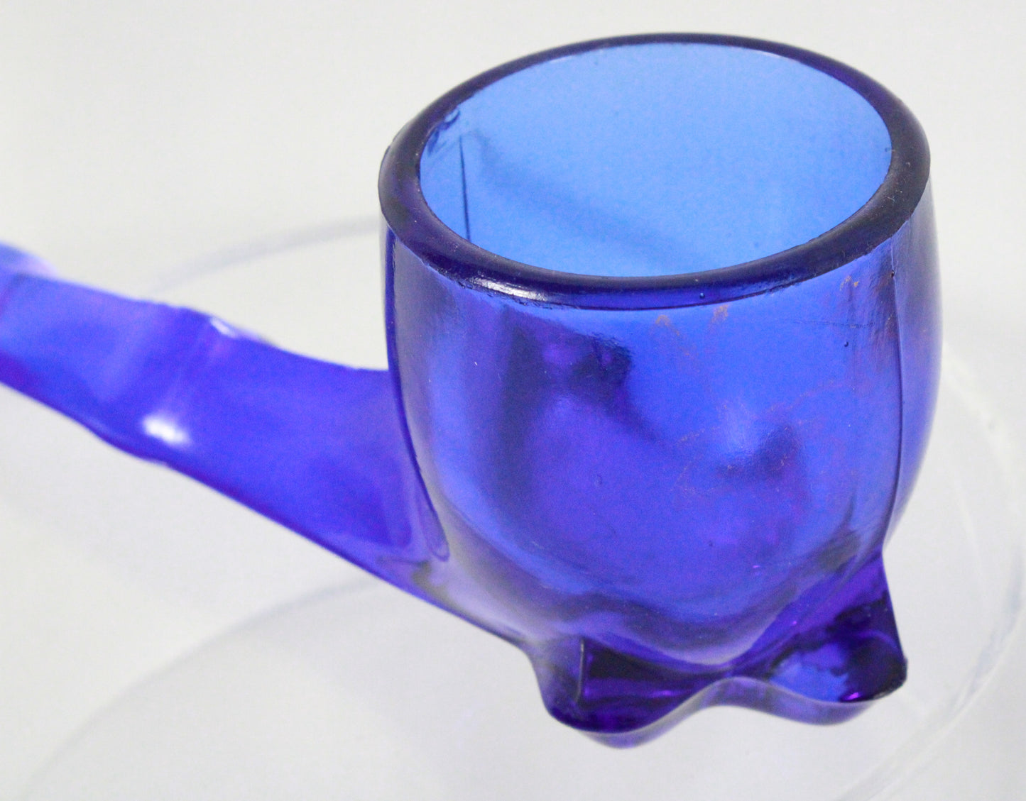 Vintage Cobalt Blue Pressed Glass Pipe Figurine