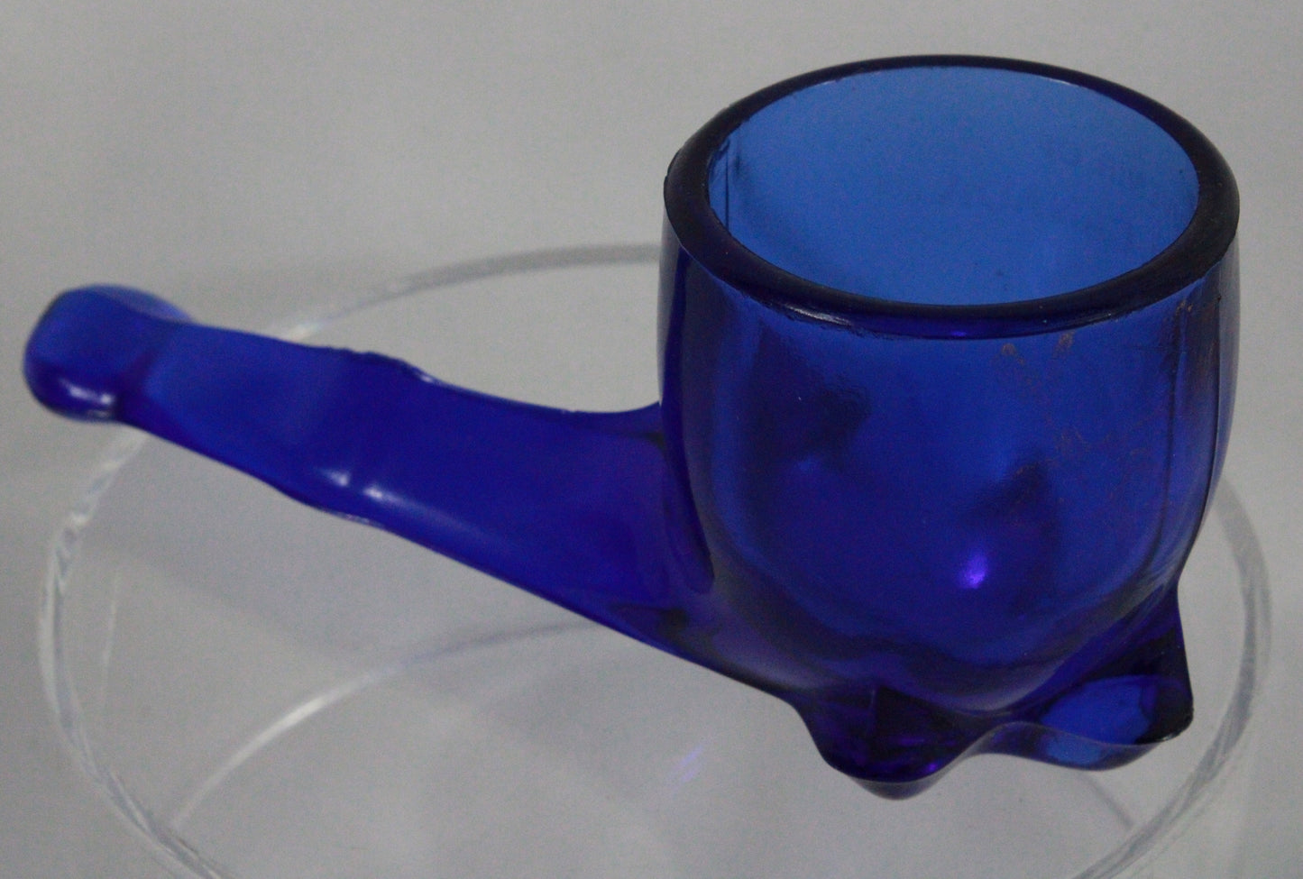 Vintage Cobalt Blue Pressed Glass Pipe Figurine