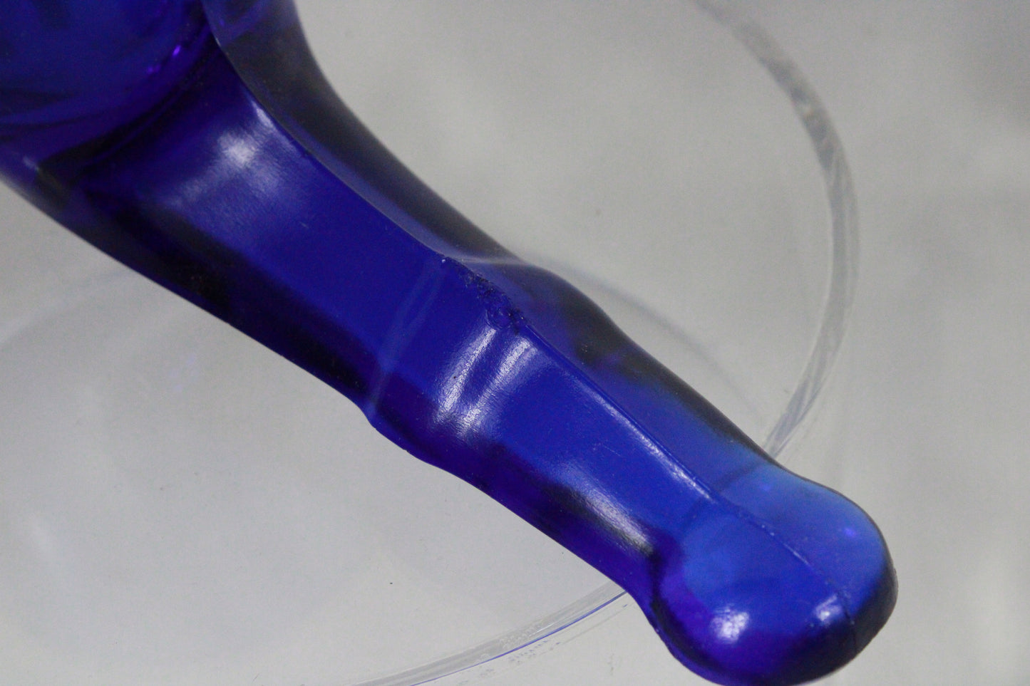 Vintage Cobalt Blue Pressed Glass Pipe Figurine