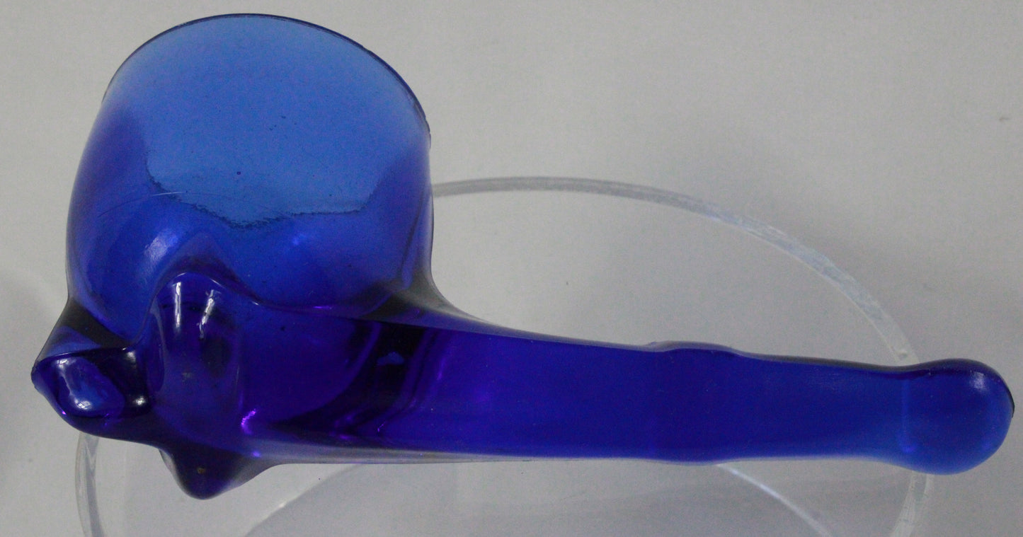 Vintage Cobalt Blue Pressed Glass Pipe Figurine