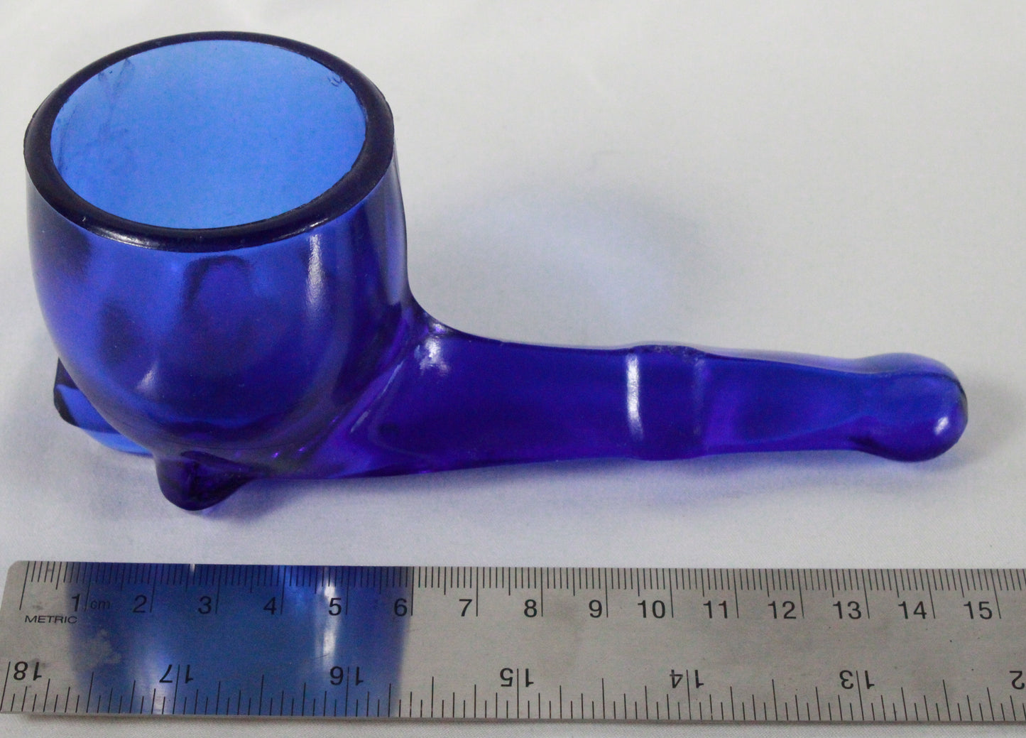 Vintage Cobalt Blue Pressed Glass Pipe Figurine
