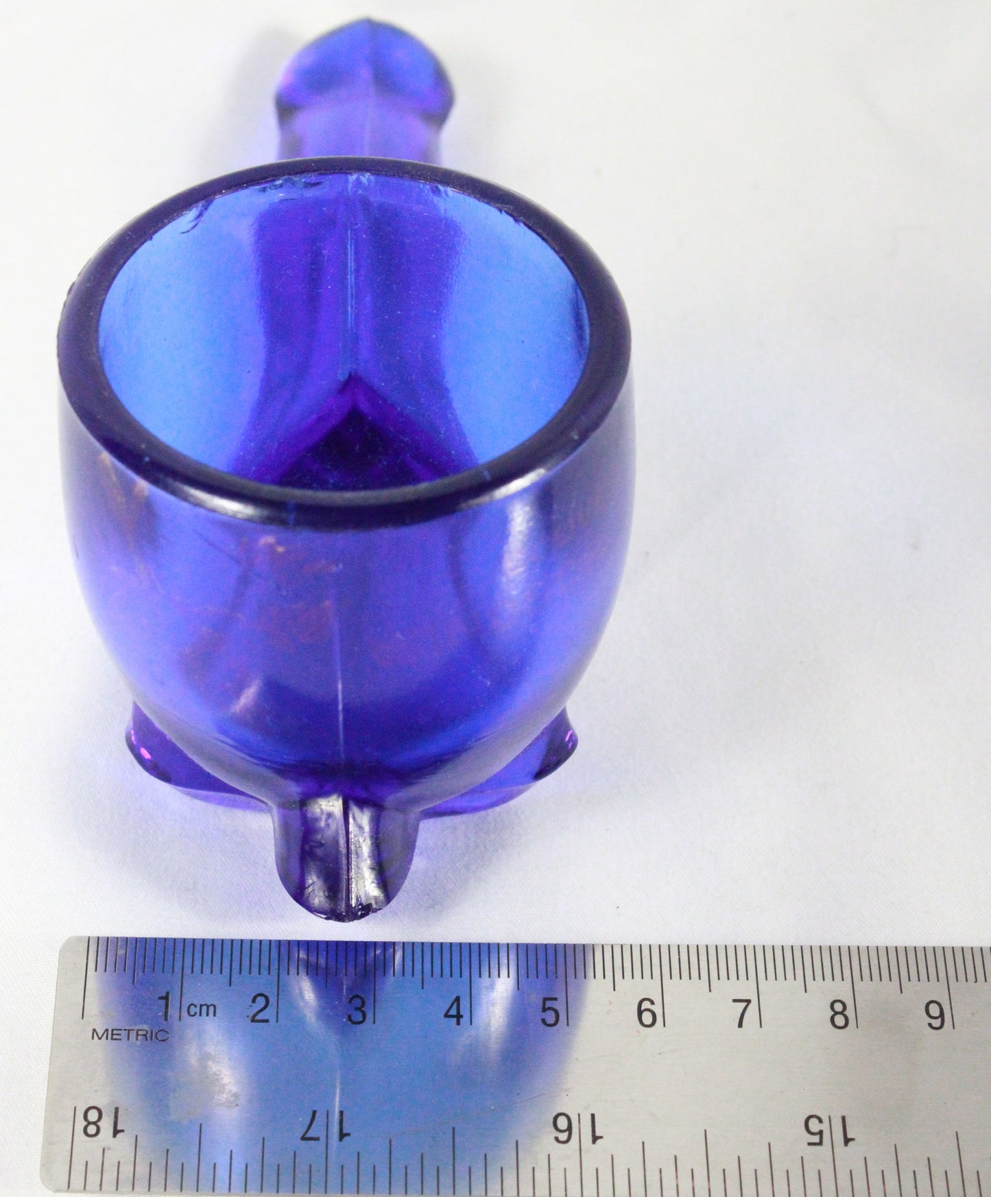 Vintage Cobalt Blue Pressed Glass Pipe Figurine