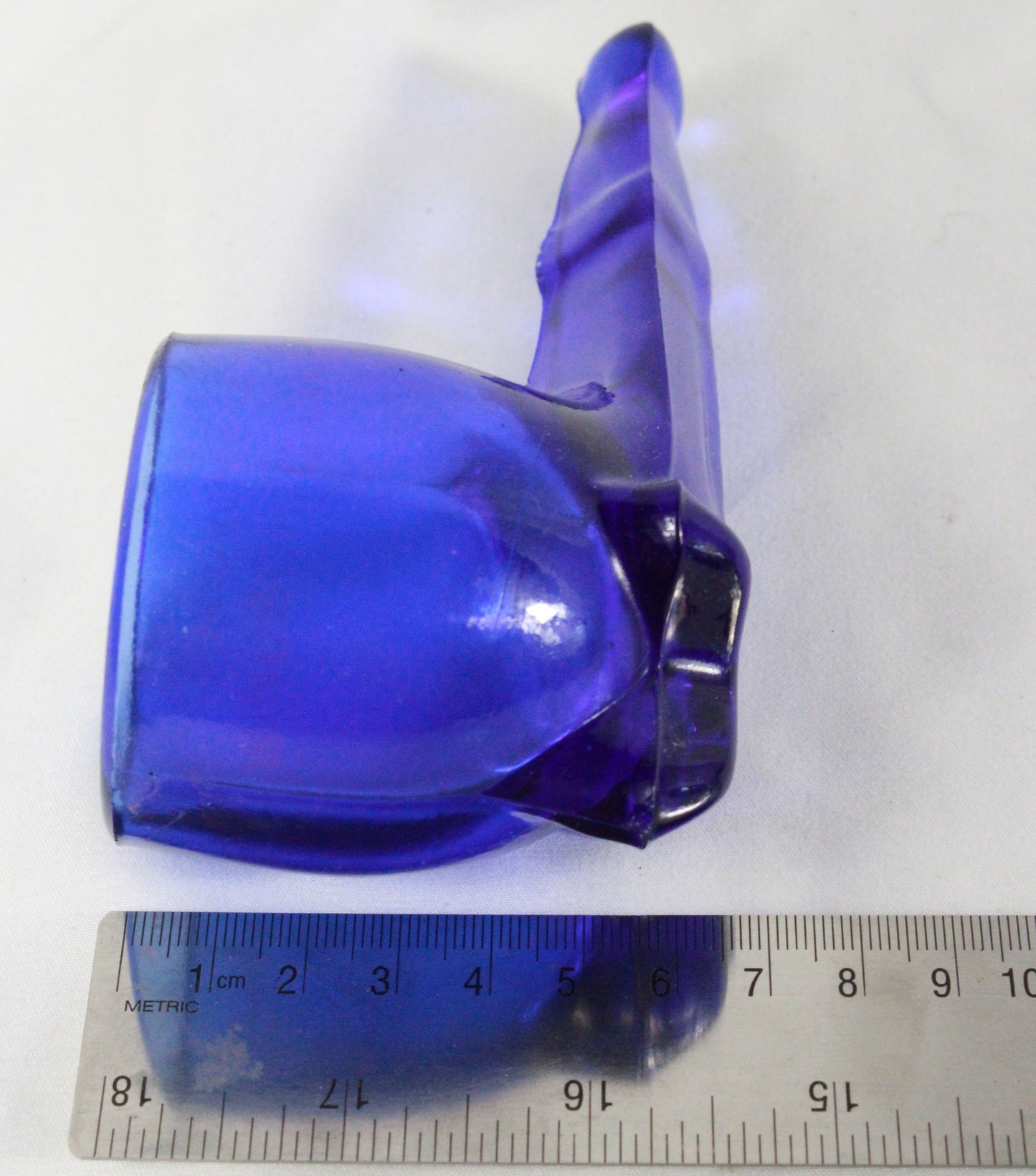 Vintage Cobalt Blue Pressed Glass Pipe Figurine