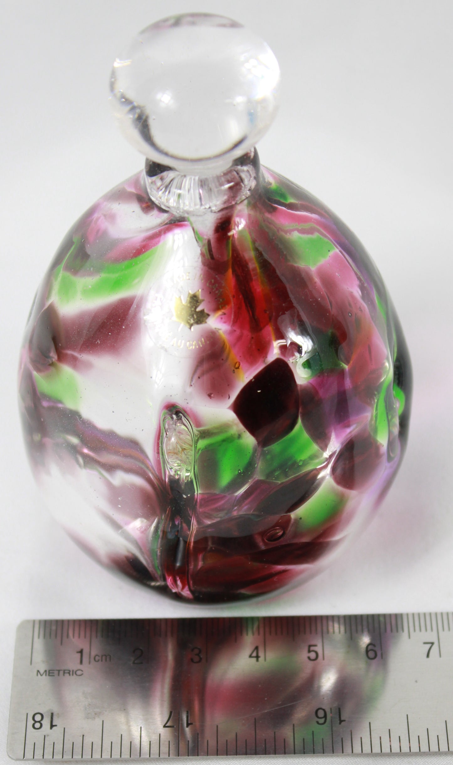 Canadian Art Glass Perfume Bottle with Stopper