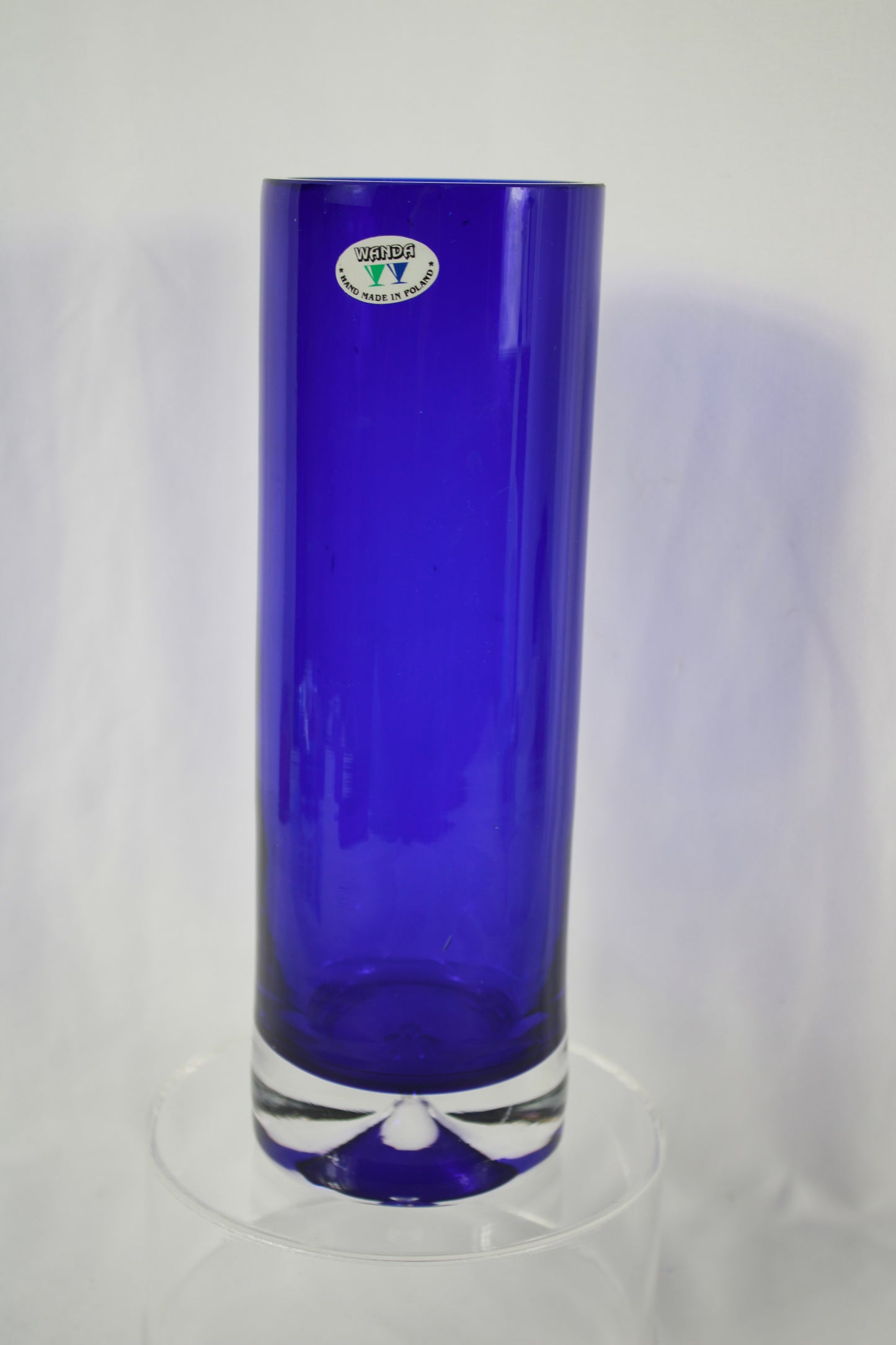 Wanda Hand-Blown Cobalt Blue Polish Glass Cylinder Vase
