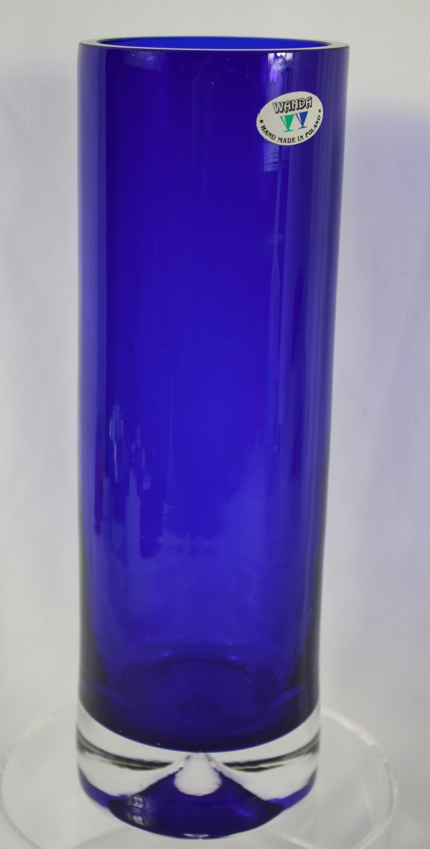 Wanda Hand-Blown Cobalt Blue Polish Glass Cylinder Vase