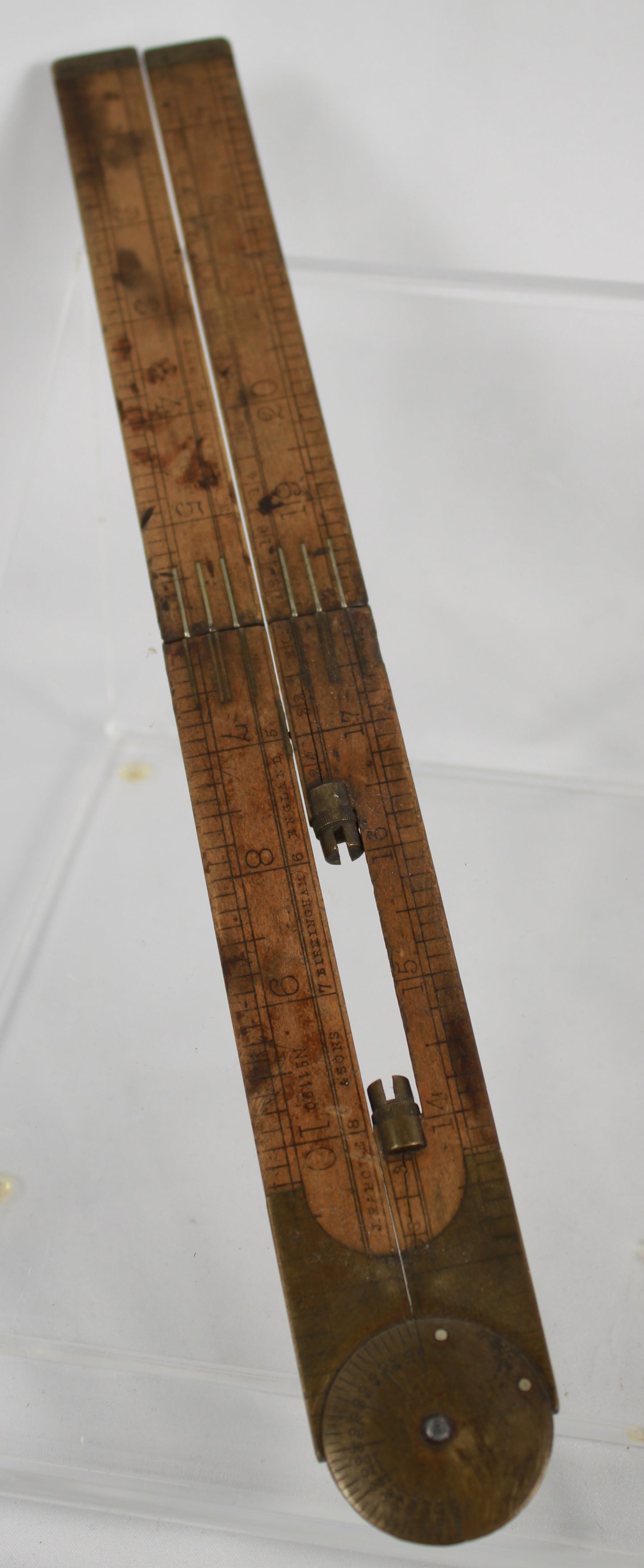 Antique J. Rabone & Sons Birmingham Boxwood Folding Ruler