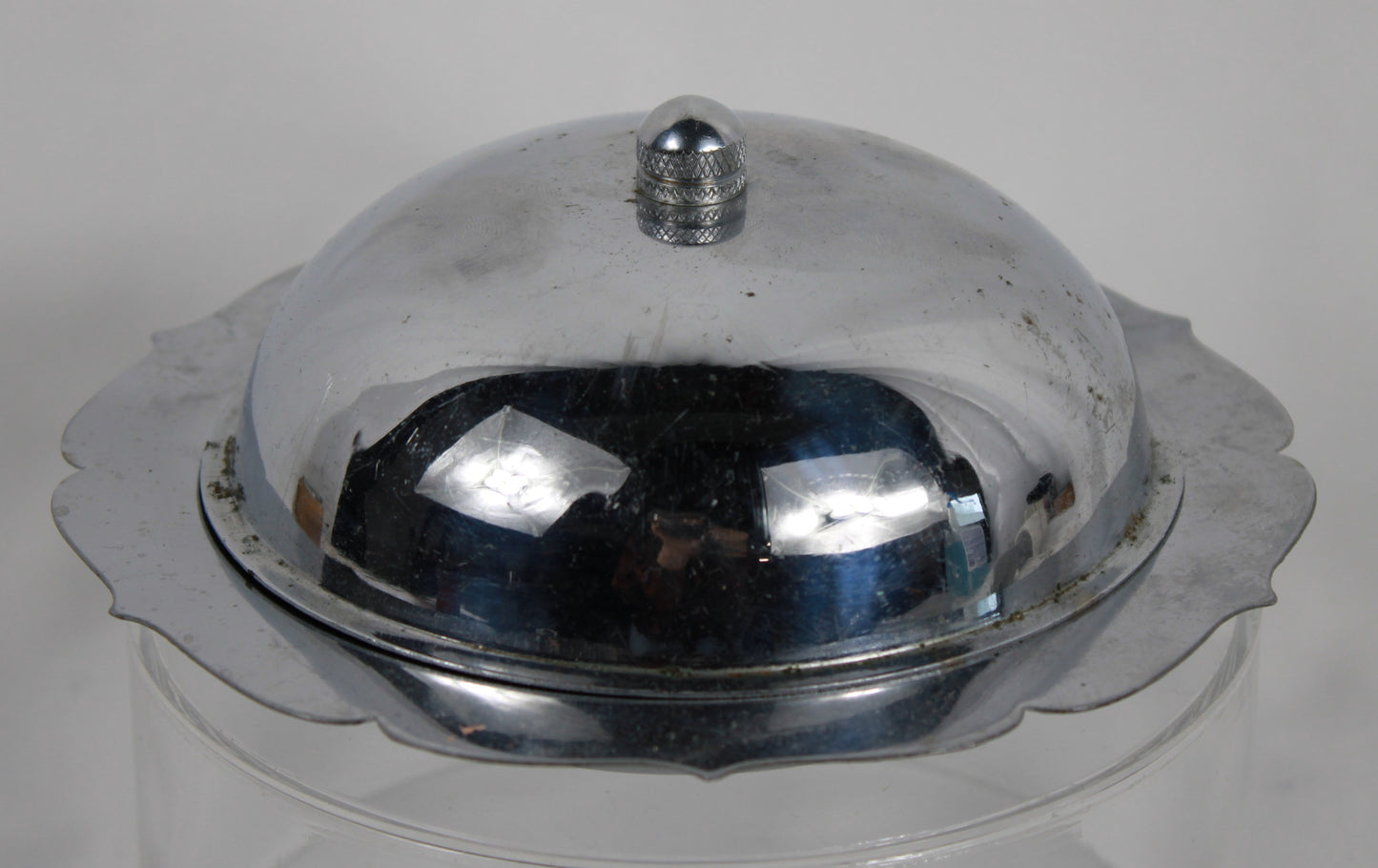 Pop of Blue: Vintage Cobalt & Chrome Sunburst Butter Dish