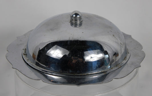 Pop of Blue: Vintage Cobalt & Chrome Sunburst Butter Dish