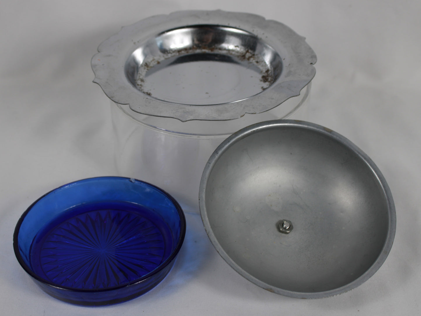 Pop of Blue: Vintage Cobalt & Chrome Sunburst Butter Dish