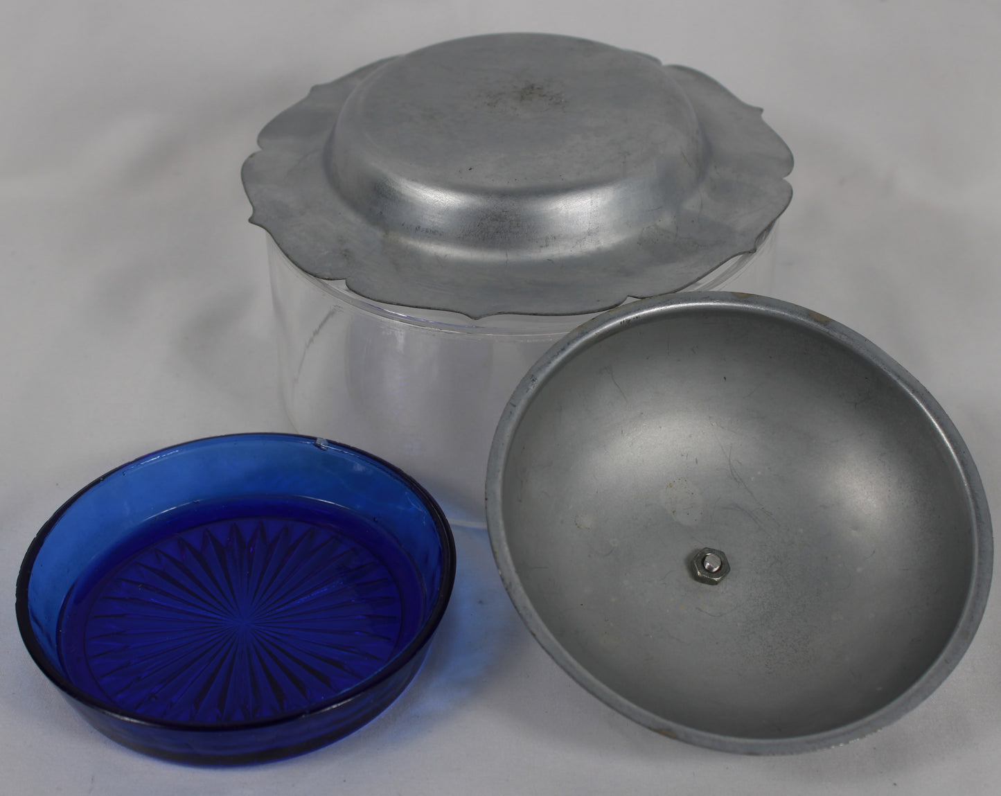 Pop of Blue: Vintage Cobalt & Chrome Sunburst Butter Dish