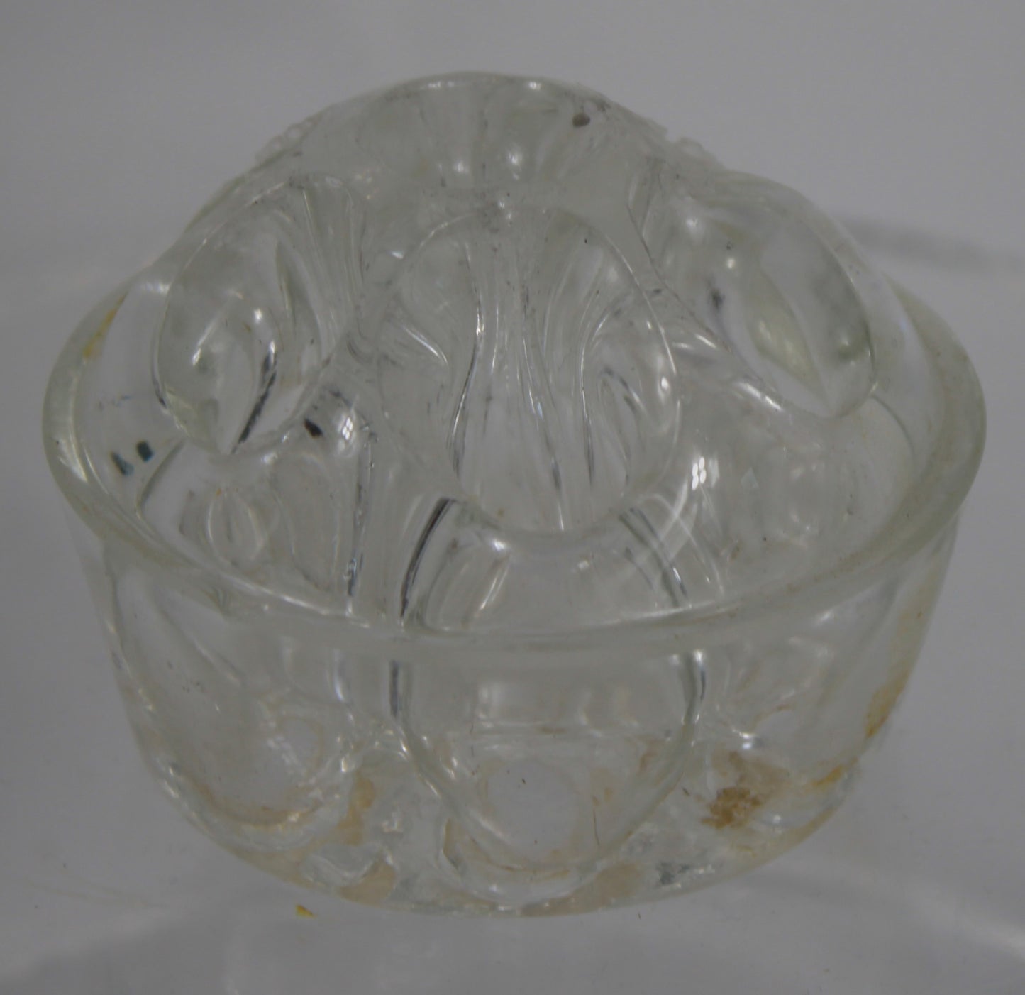 Vintage Ruby Red Art Glass Posy Bowl with Crystal Flower Frog