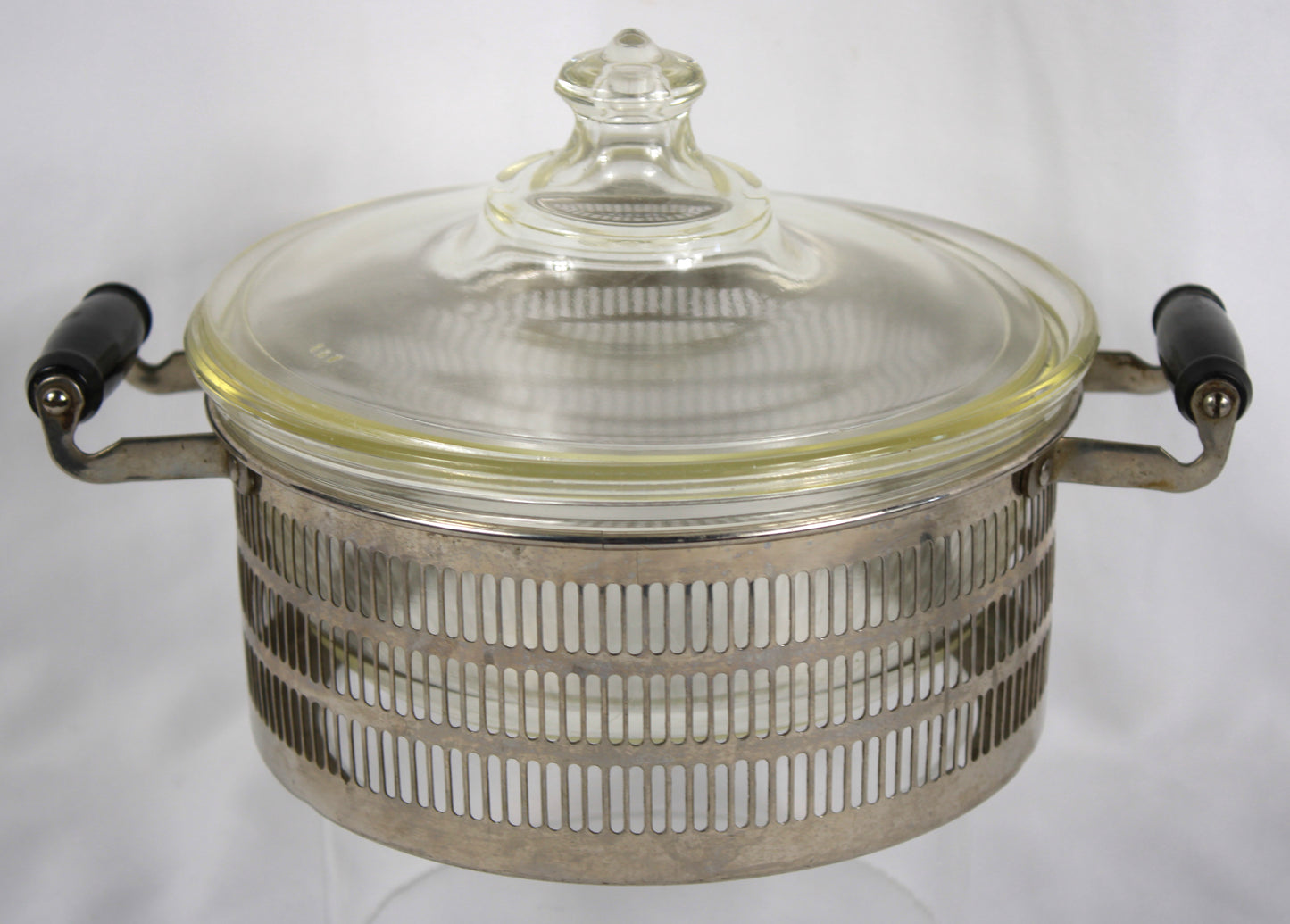 Vintage Farberware Casserole Holder with Pyrex Glass Insert and Lid