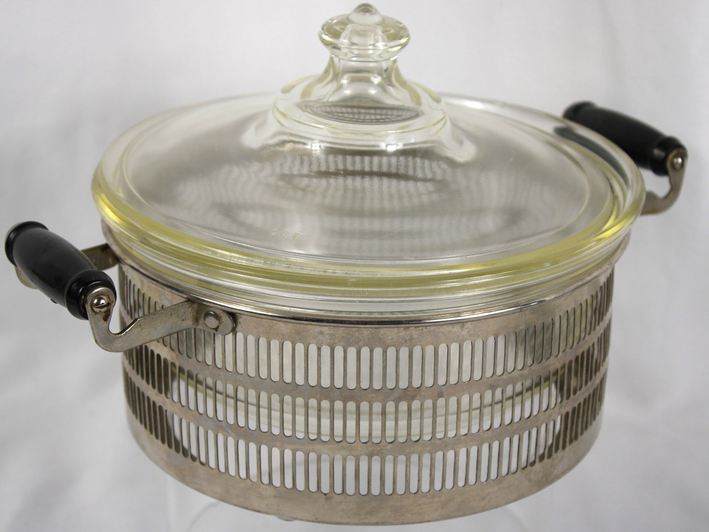 Vintage Farberware Casserole Holder with Pyrex Glass Insert and Lid