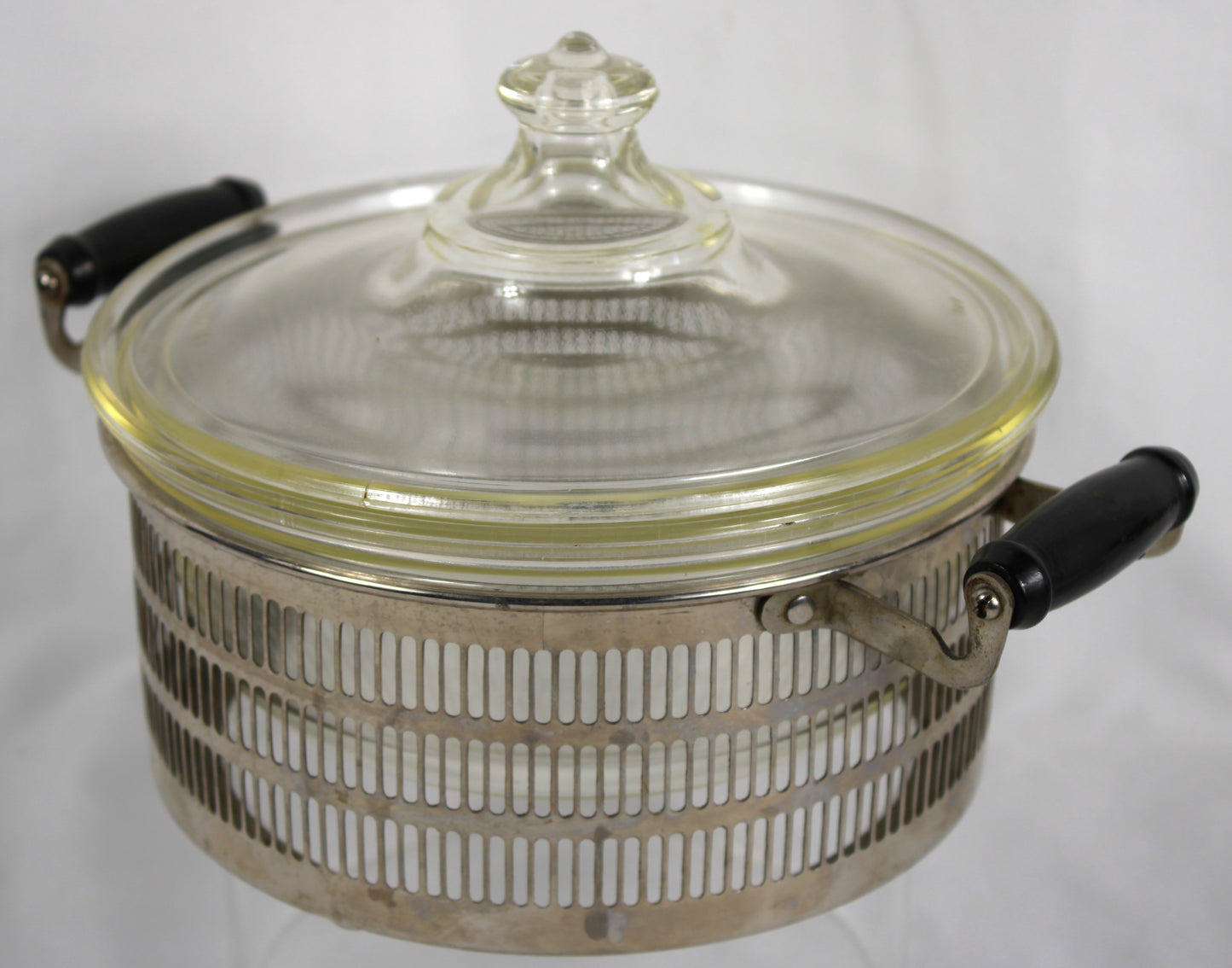 Vintage Farberware Casserole Holder with Pyrex Glass Insert and Lid
