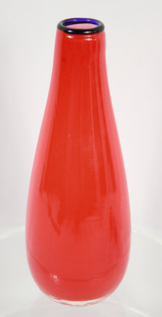 Mid-Century Modern Vibrant Red Art Glass Bud Vase