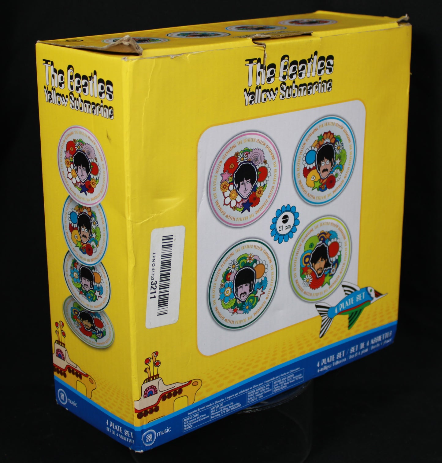 The Beatles Yellow Submarine 21cm Porcelain Plate Set of 4 by GB Eye - New in Box