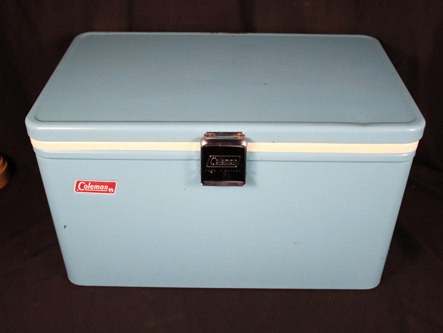 Vintage Coleman Blue Steel Belted Cooler - Made in Canada