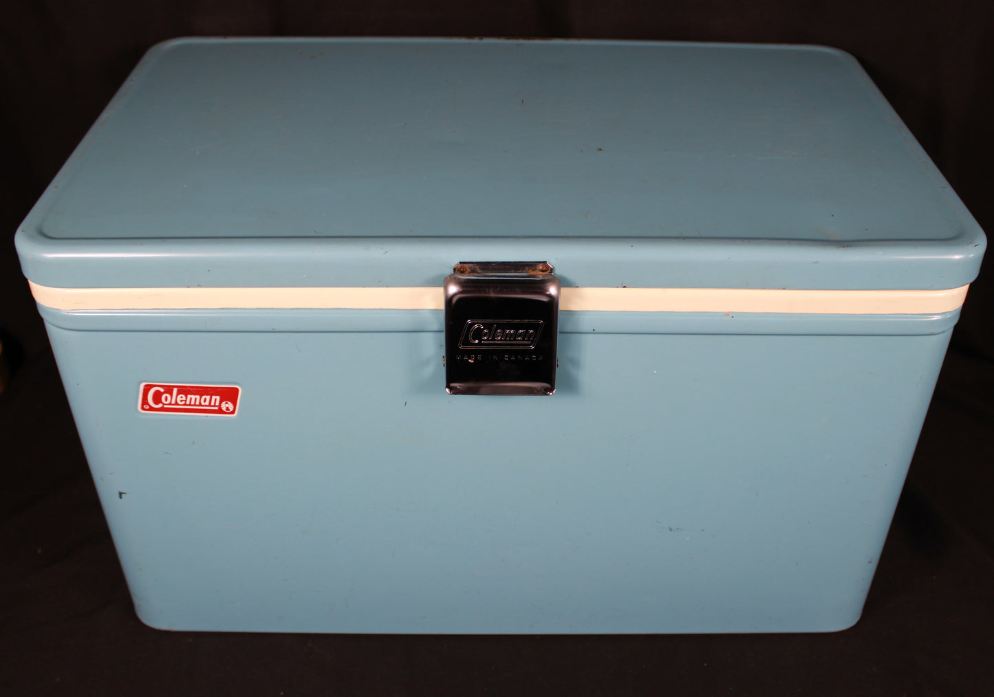 Vintage Coleman Blue Steel Belted Cooler - Made in Canada