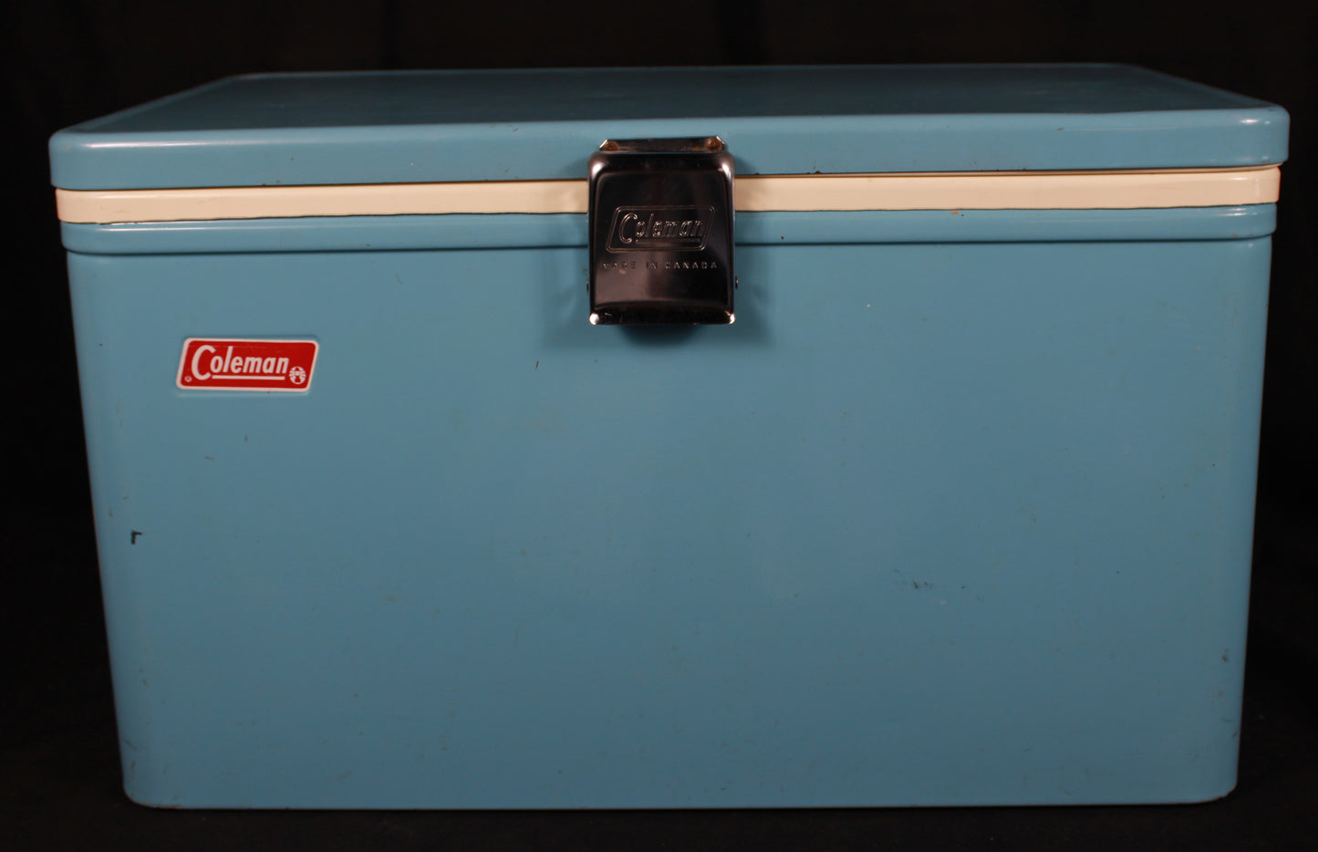 Vintage Coleman Blue Steel Belted Cooler - Made in Canada