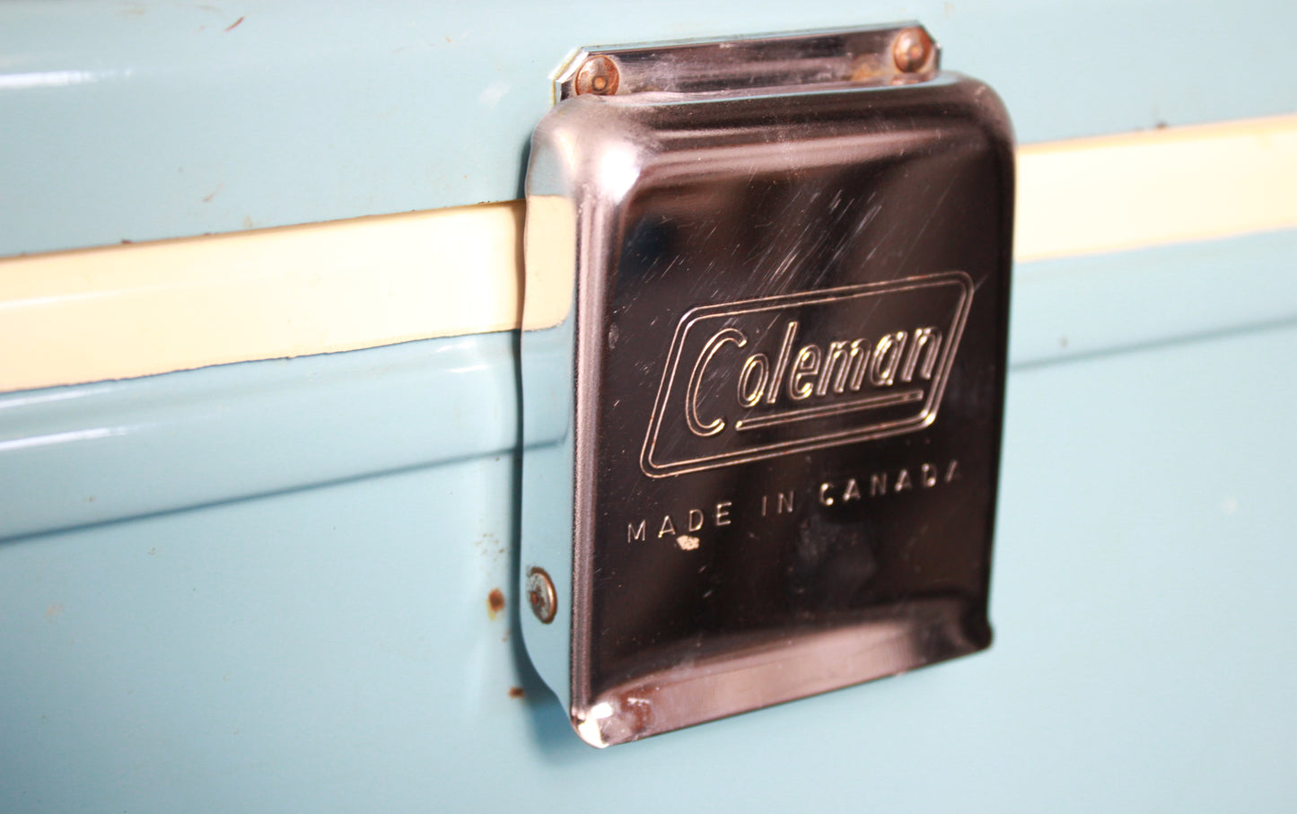 Vintage Coleman Blue Steel Belted Cooler - Made in Canada