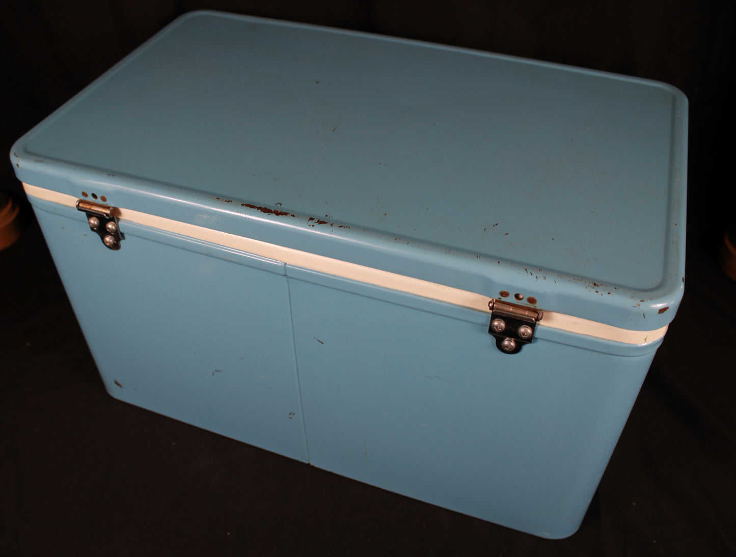 Vintage Coleman Blue Steel Belted Cooler - Made in Canada