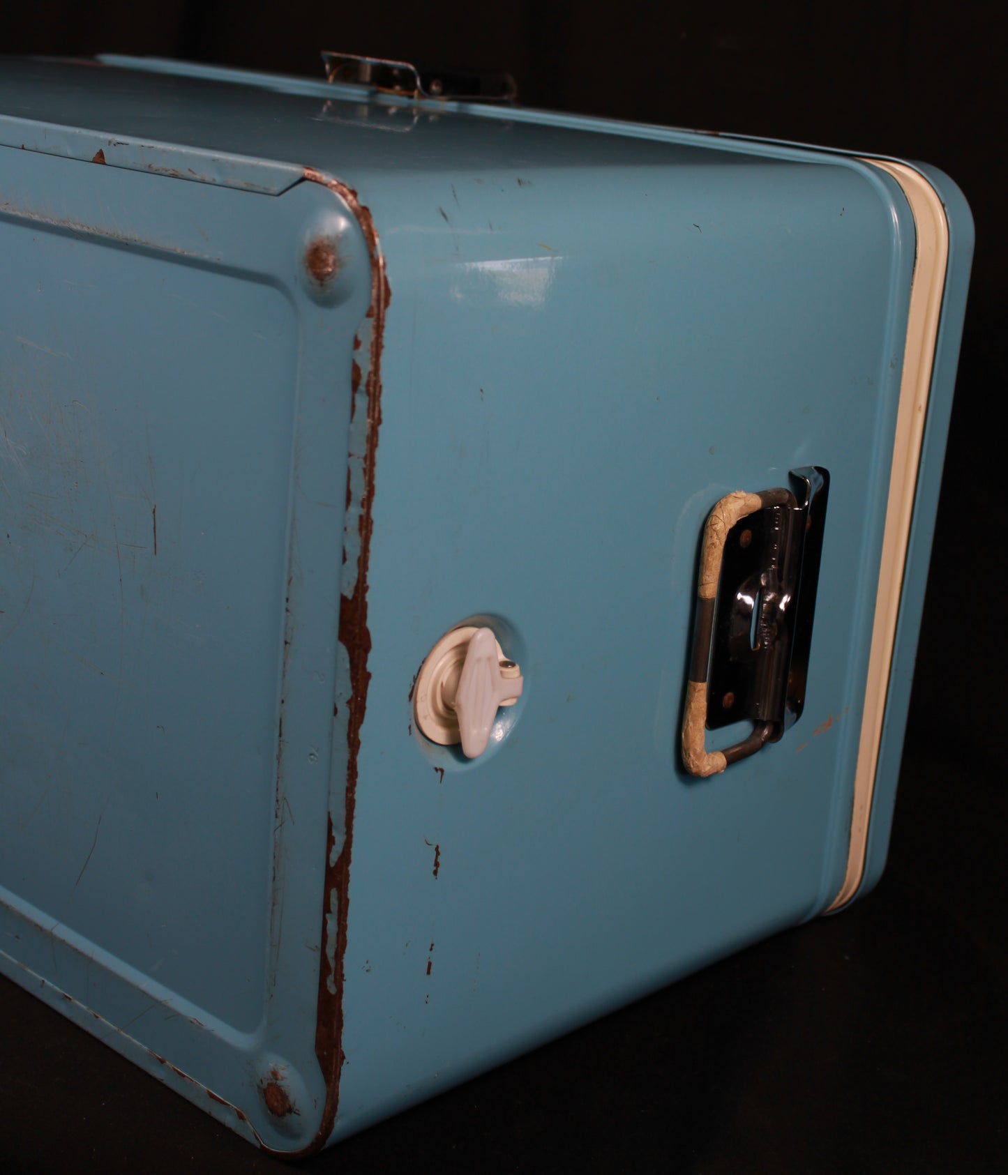 Vintage Coleman Blue Steel Belted Cooler - Made in Canada