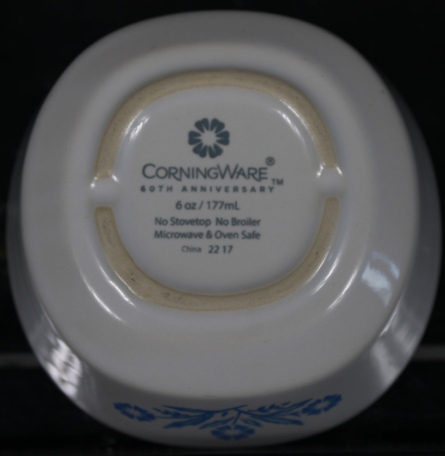Vintage Corning Ware 60th Anniversary Blue Cornflower 6oz Ramekin Casserole Bowl
