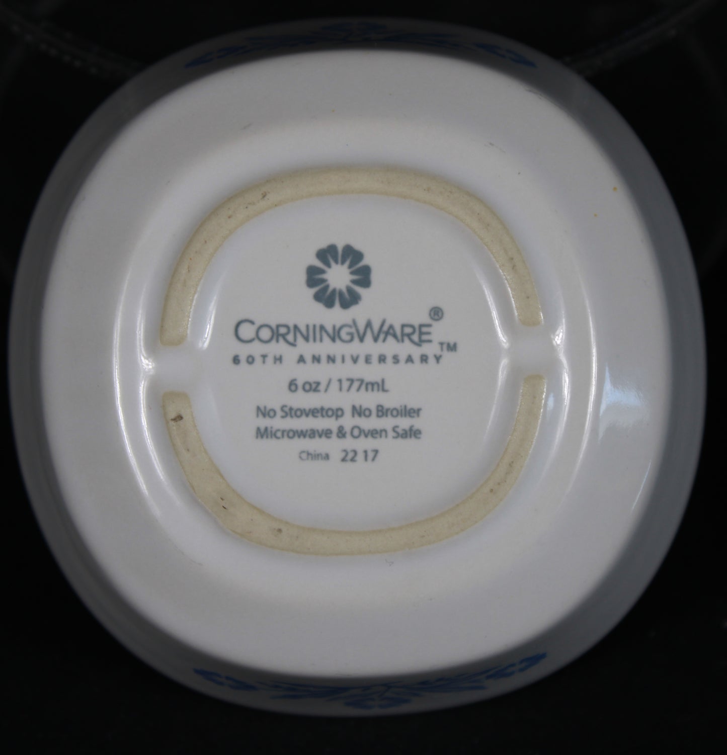 Vintage Corning Ware 60th Anniversary Blue Cornflower 6oz Ramekin Casserole Bowl