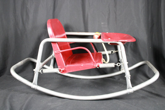 Vintage Welsh Red Metal Spring Rocker Bouncer Chair