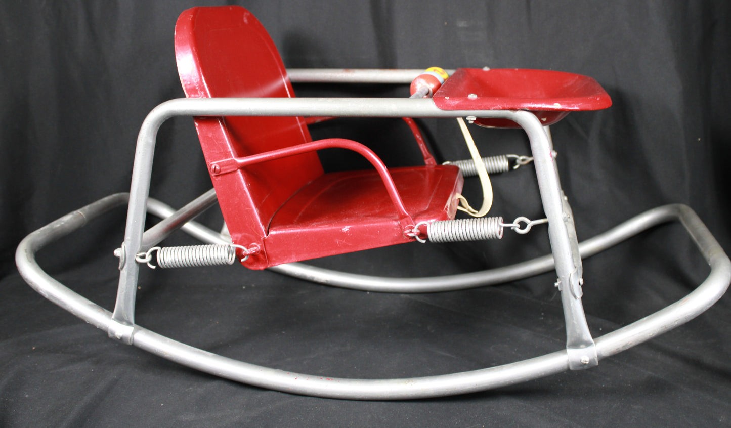 Vintage Welsh Red Metal Spring Rocker Bouncer Chair