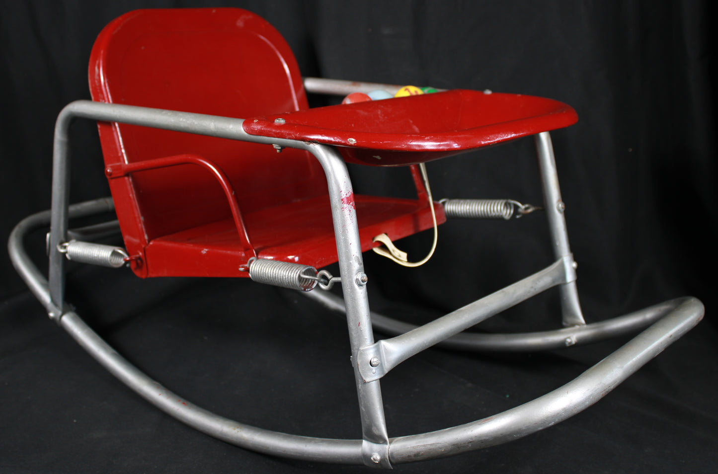 Vintage Welsh Red Metal Spring Rocker Bouncer Chair