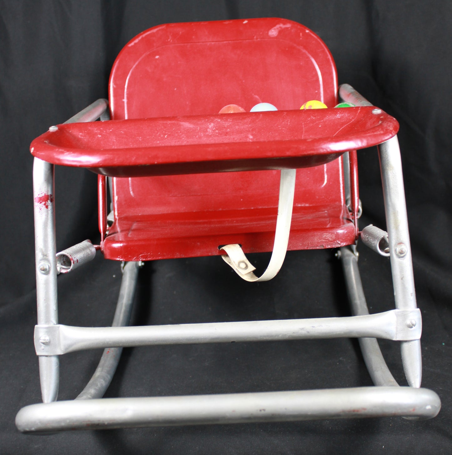 Vintage Welsh Red Metal Spring Rocker Bouncer Chair