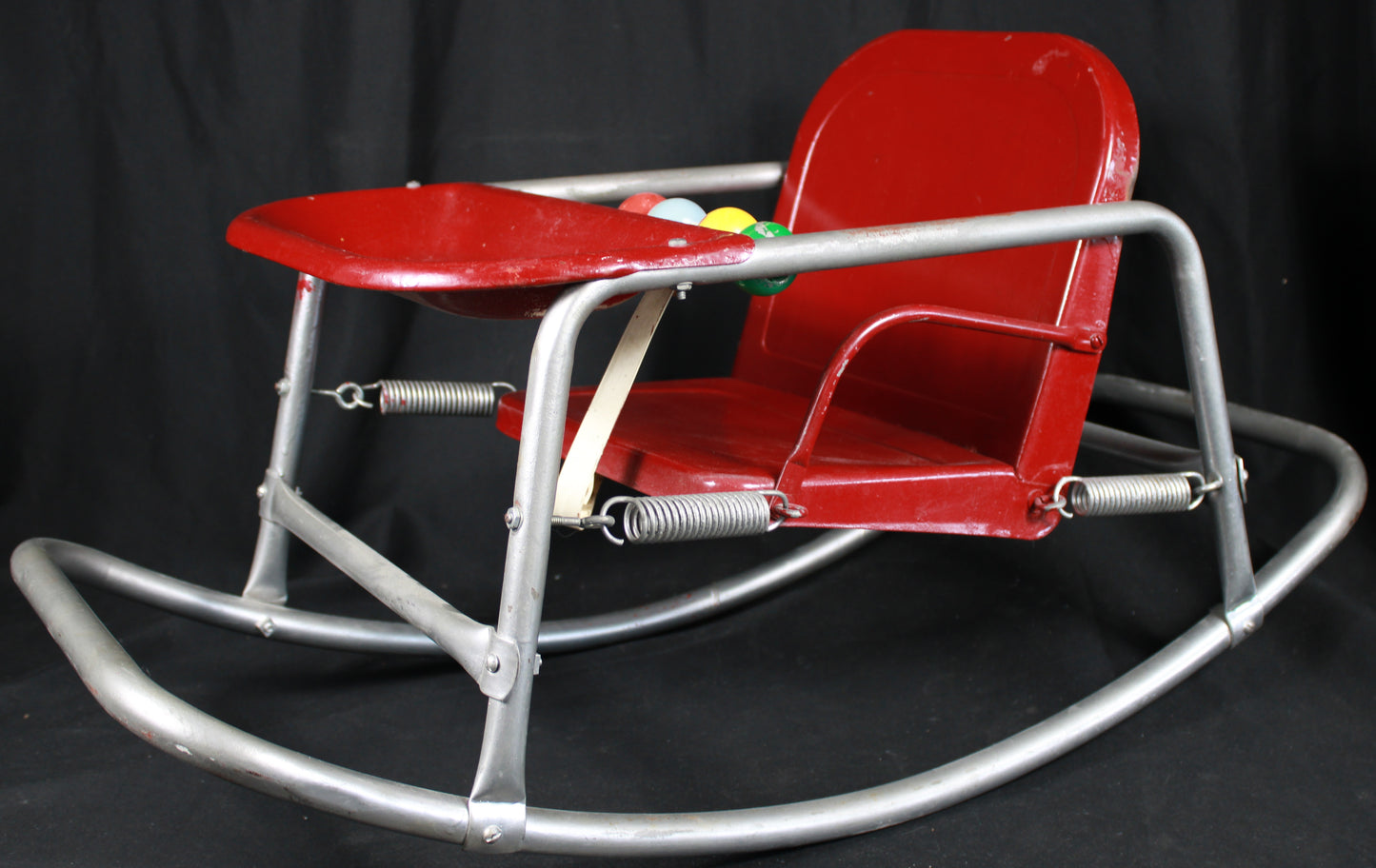 Vintage Welsh Red Metal Spring Rocker Bouncer Chair