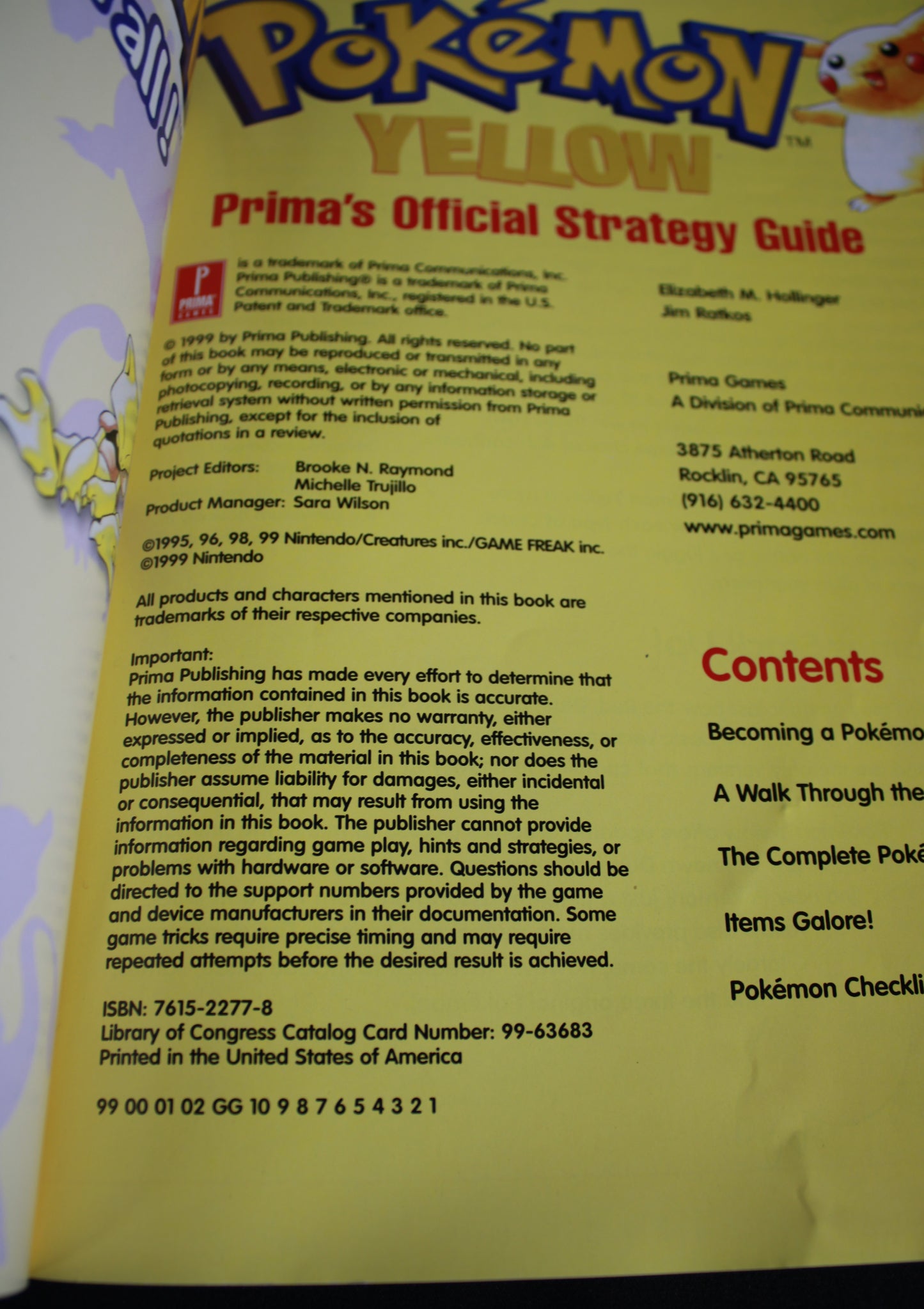 Pokémon Yellow Special Pikachu Edition Prima's Official Strategy Guide