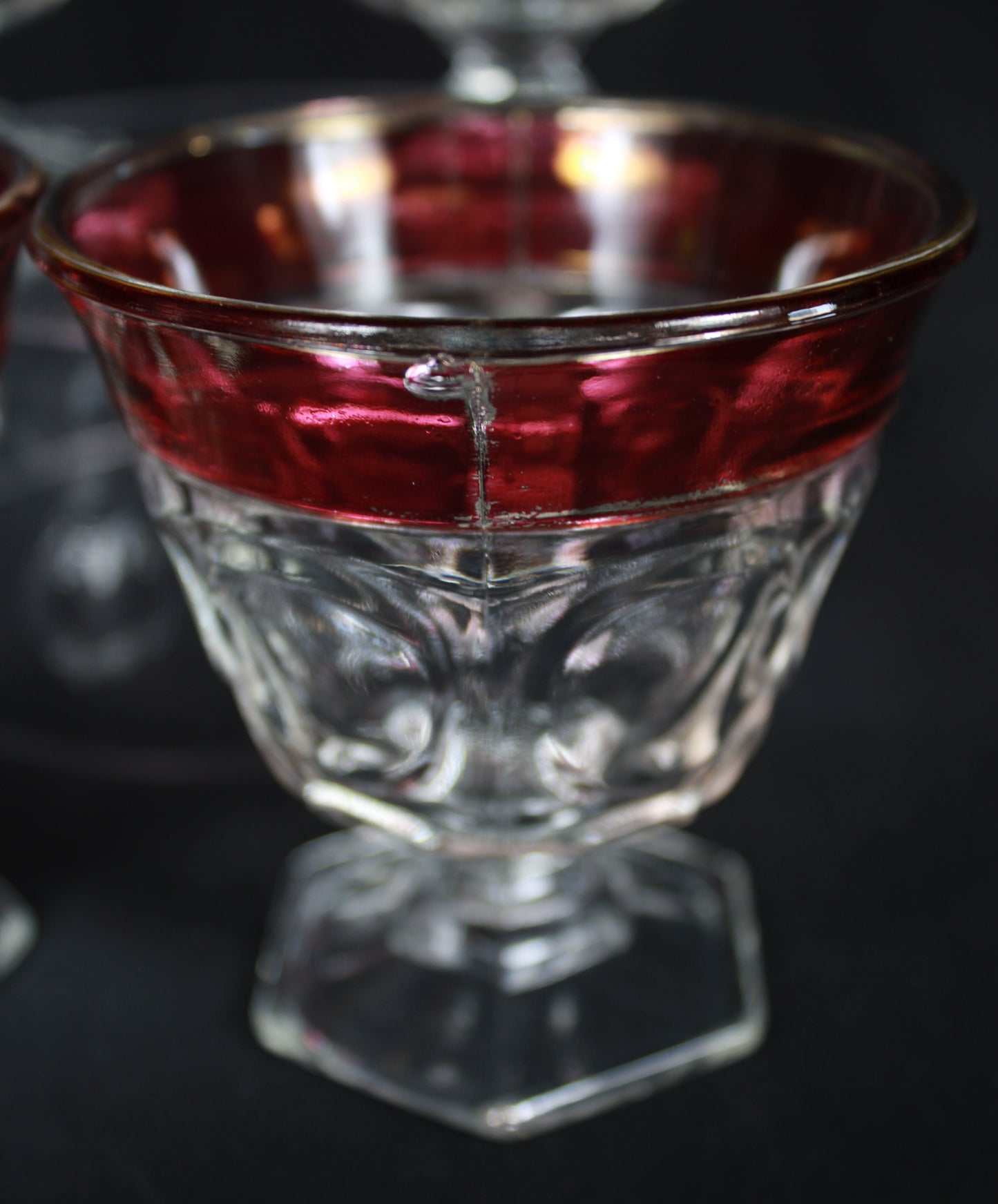 Vintage Indiana Glass King's Crown Ruby Flash Punch Bowl Set