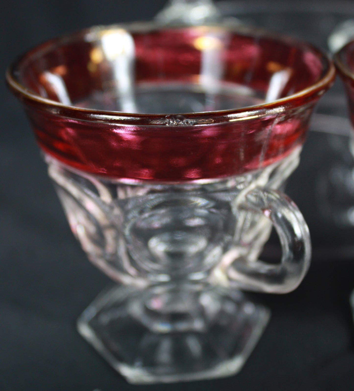 Vintage Indiana Glass King's Crown Ruby Flash Punch Bowl Set