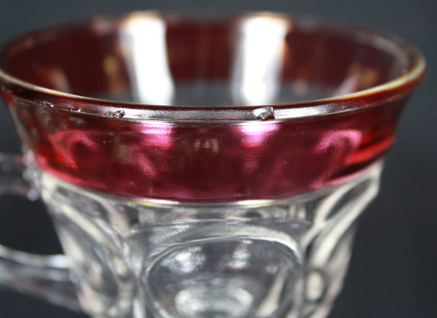 Vintage Indiana Glass King's Crown Ruby Flash Punch Bowl Set