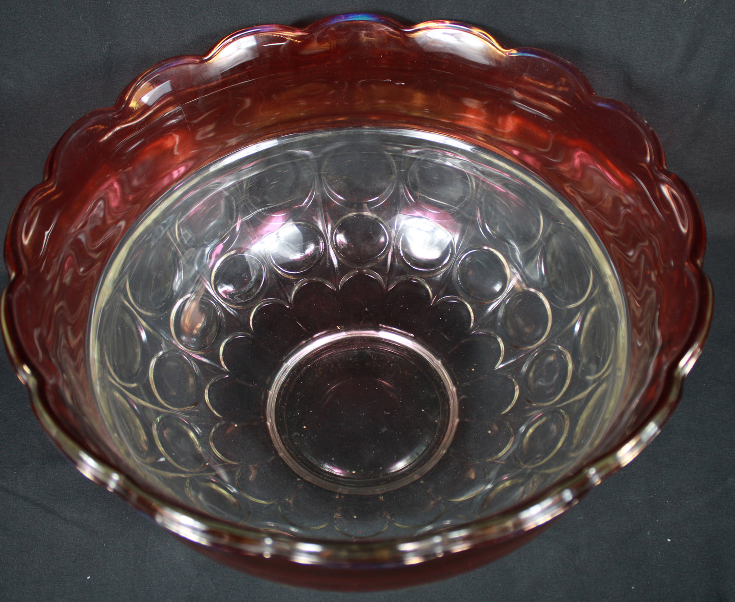 Vintage Indiana Glass King's Crown Ruby Flash Punch Bowl Set