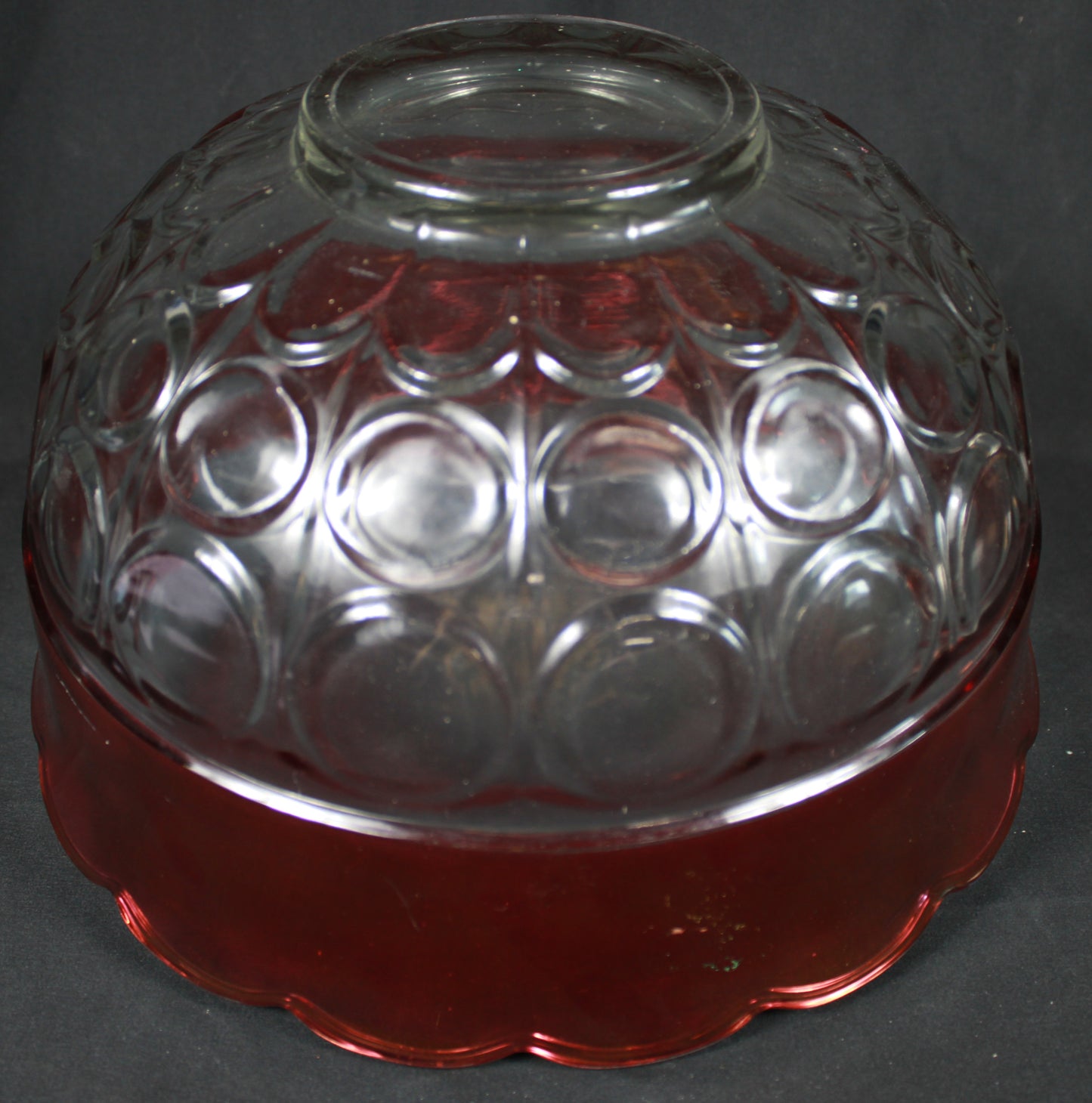 Vintage Indiana Glass King's Crown Ruby Flash Punch Bowl Set