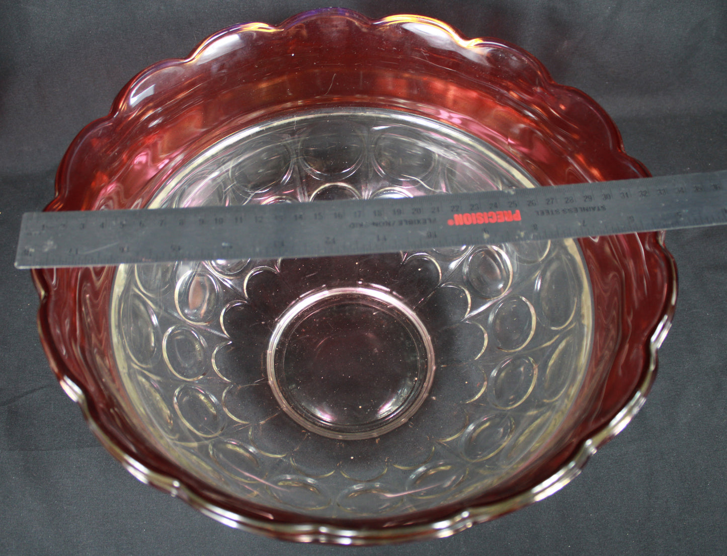 Vintage Indiana Glass King's Crown Ruby Flash Punch Bowl Set