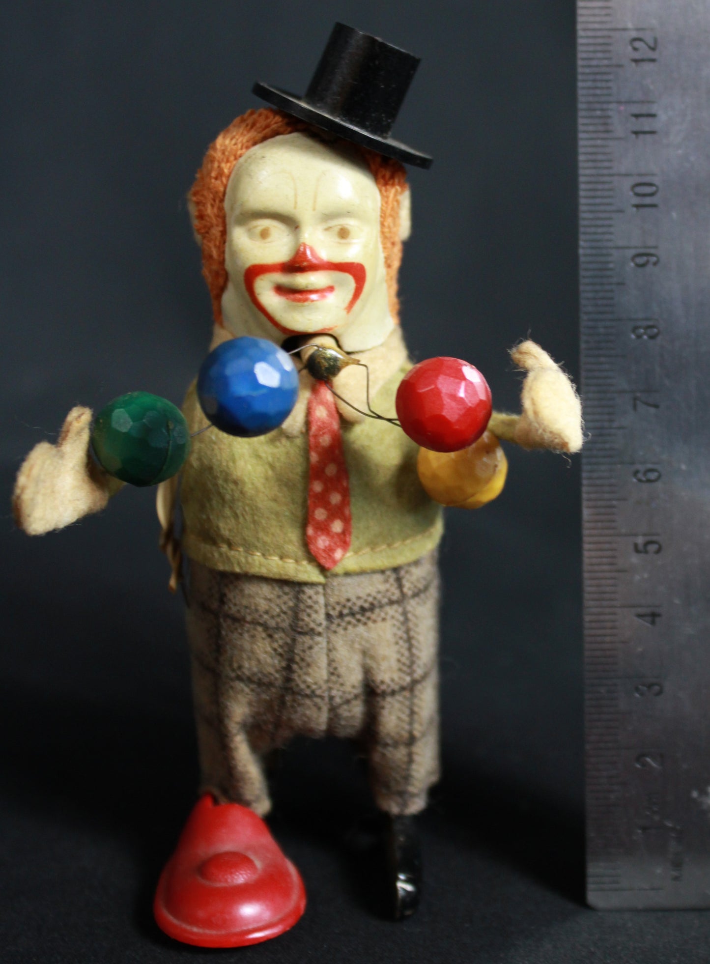 Vintage Schuco 965 Clown Juggler Clockwork Mechanical Tin Toy - Germany