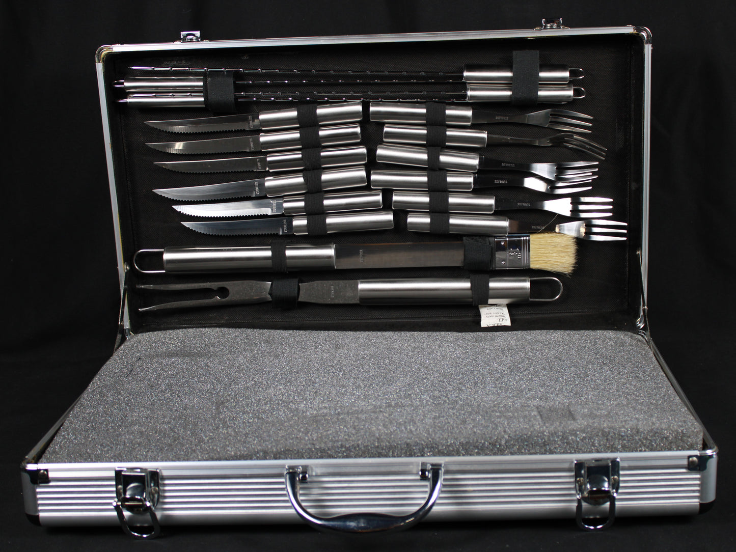 Deluxe 24-Piece Stainless Steel BBQ Grill Tool Set with Aluminum Carrying Case