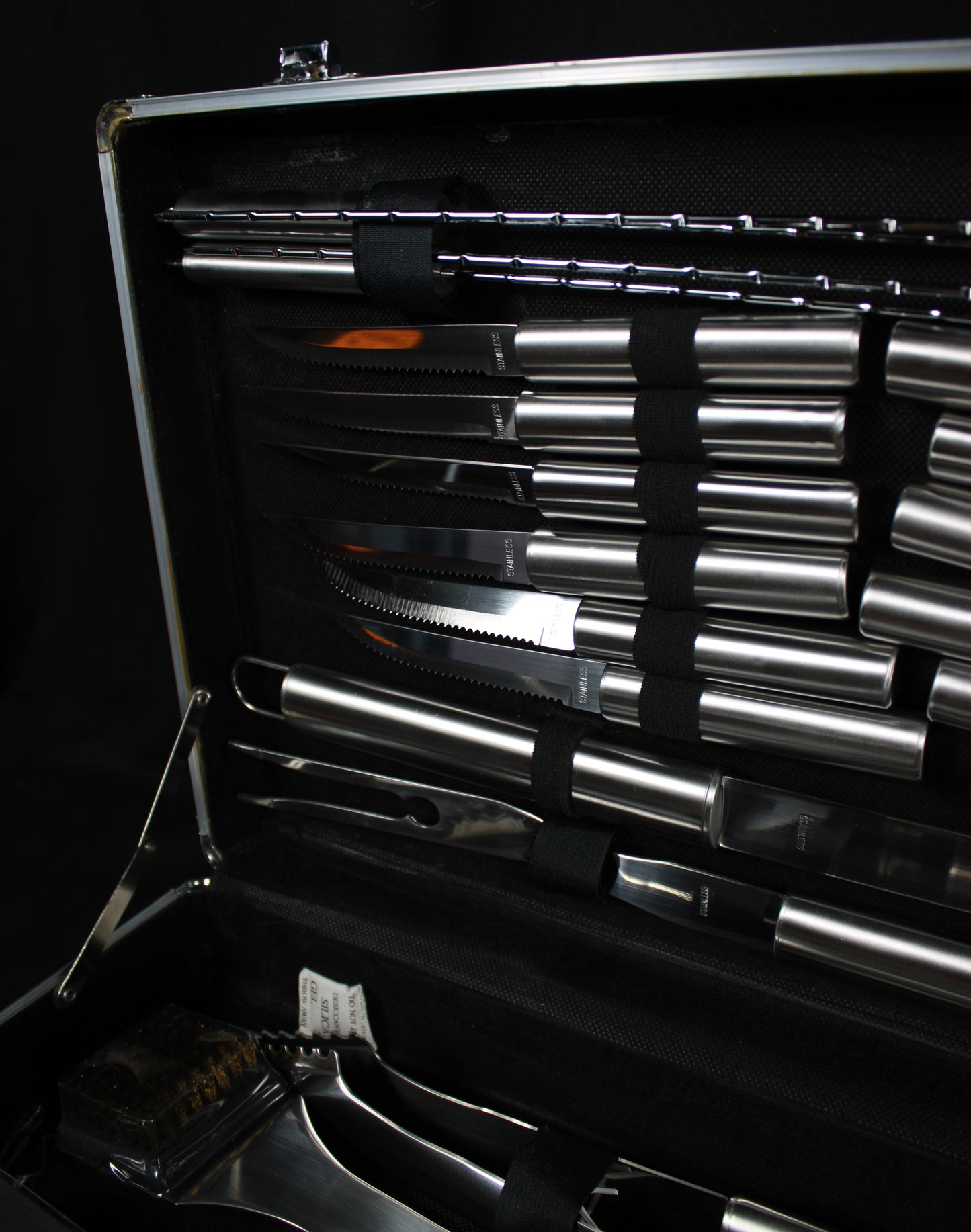 Deluxe 24-Piece Stainless Steel BBQ Grill Tool Set with Aluminum Carrying Case