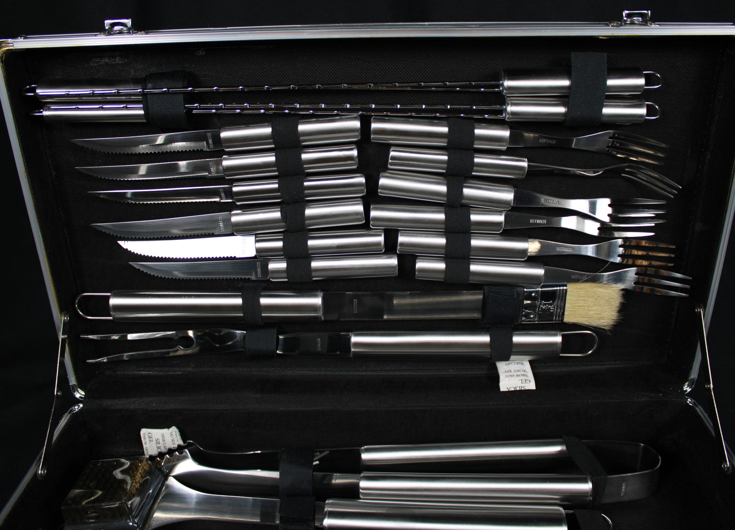 Deluxe 24-Piece Stainless Steel BBQ Grill Tool Set with Aluminum Carrying Case